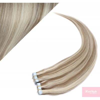 40cm Tape in Haare REMY - platin/hellbraun