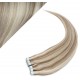 40cm Tape in Haare REMY - platin/hellbraun