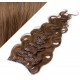 50cm wellige REMY Clip In Haare - mittelbraun