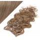 50cm wellige REMY Clip In Haare - hellbraun