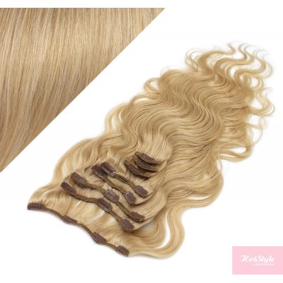 50cm wellige REMY Clip In Haare - naturblond