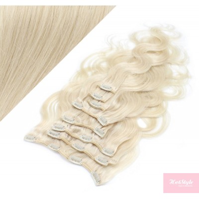 50cm wellige REMY Clip In Haare - platin