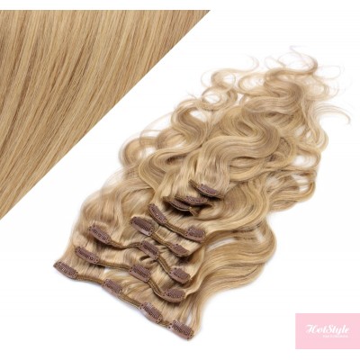 50cm wellige REMY Clip In Haare - naturblond/hellblond