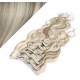 50cm wellige REMY Clip In Haare - platin/hellbraun