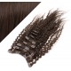 50cm lockige REMY Clip In Haare - dunkelbraun