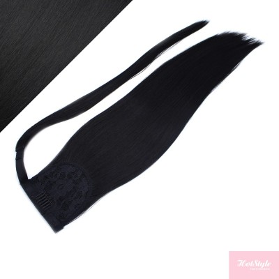 Gerade Clip In Pferdeschwanz/Zopf, 100% japanische Kanekalon Fasern, 60cm – schwarz