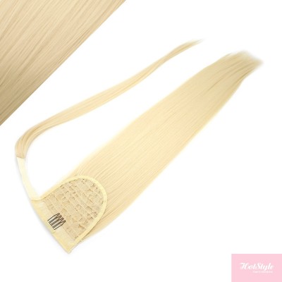 Gerade Clip In Pferdeschwanz/Zopf, 100% japanische Kanekalon Fasern, 60cm – weißblond