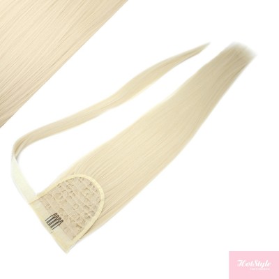 Gerade Clip In Pferdeschwanz/Zopf, 100% japanische Kanekalon Fasern, 60cm – platin