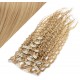 50cm lockige REMY Clip In Haare - naturblond/hellblond