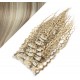 50cm lockige REMY Clip In Haare - platin/hellbraun