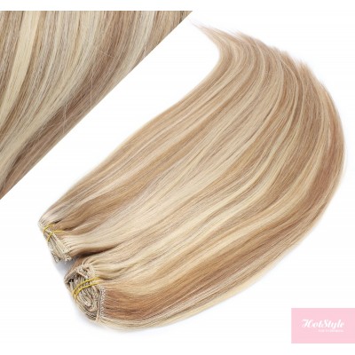 43 cm gerade REMY Clip In Deluxe Haare - helle Strähnchen