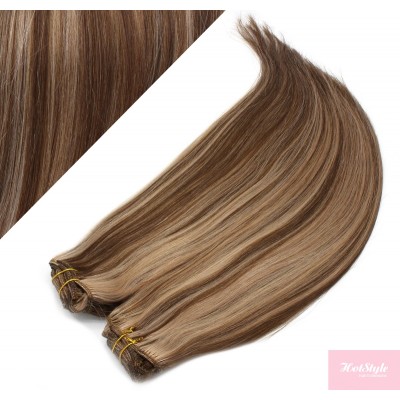 63 cm gerade REMY Clip In Deluxe Haare - dunkle Strähnchen