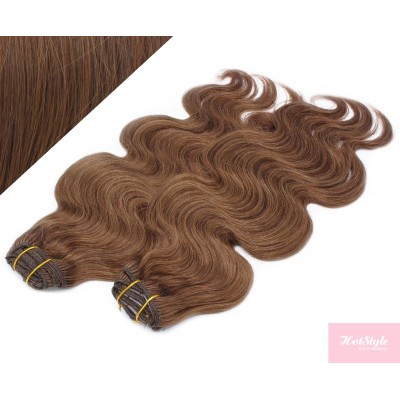 53 cm wellige REMY Clip In Deluxe Haare - mittelbraun