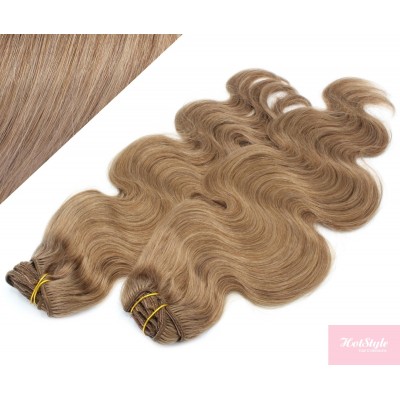 53 cm wellige REMY Clip In Deluxe Haare - hellbraun