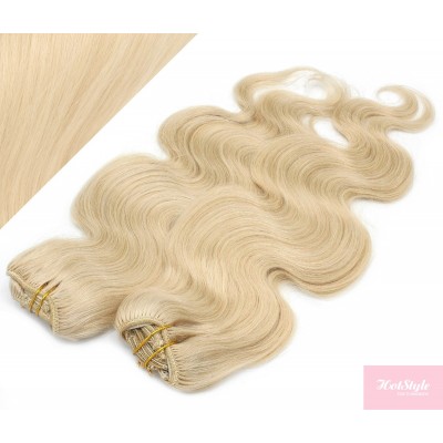 53 cm wellige REMY Clip In Deluxe Haare - weißblond