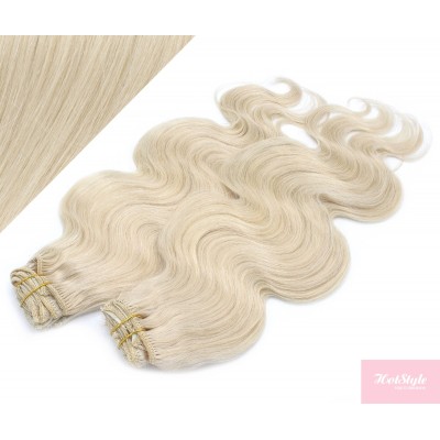 53 cm wellige REMY Clip In Deluxe Haare - platin