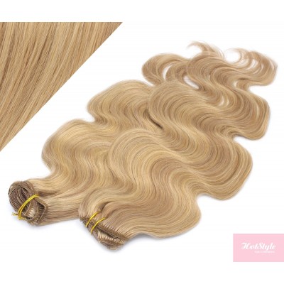 53 cm wellige REMY Clip In Deluxe Haare - naturblond/hellblond