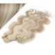 53 cm wellige REMY Clip In Deluxe Haare - platin/hellbraun