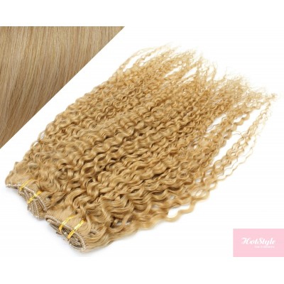 53 cm lockige REMY Clip In Deluxe Haare - naturblond