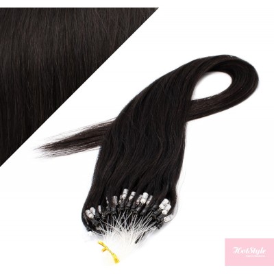 60cm Micro ring/easy loop haare REMY - schwarz natürlich