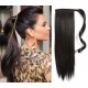 Clip in ponytail wrap / braid hair extension 24" straight - natural black