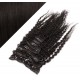 50cm lockige REMY Clip In Haare - schwarz natürlich