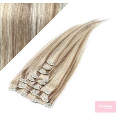 40cm REMY Clip In Haar - platin/hellbraun