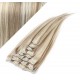 40cm REMY Clip In Haar - platin/hellbraun