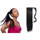 Clip in human hair ponytail wrap hair extension 20" straight - black