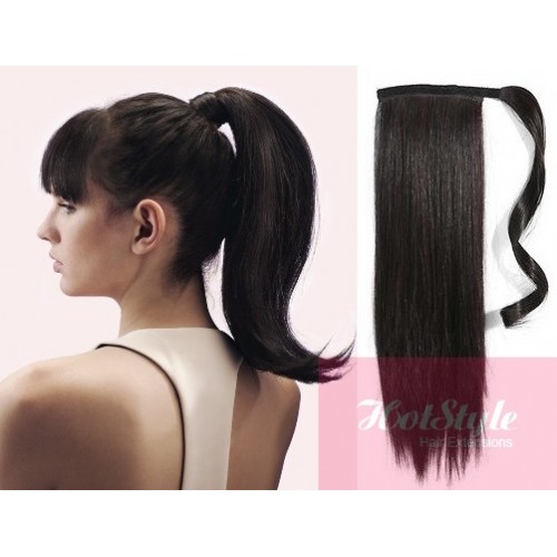 Gerade Clip Pferdeschwanz Zopf 100 Remy Menschenhaar 50 Cm Schwarz Naturlich Clip In Haare