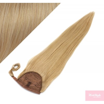 Gerade Clip Pferdeschwanz/Zopf, 100% Remy Menschenhaar, 50 cm - naturblond