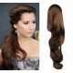 Clip in human hair ponytail wrap hair extension 24" wavy - medium brown
