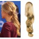 Clip in human hair ponytail wrap hair extension 24" wavy - natural blonde