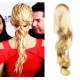 Clip in human hair ponytail wrap hair extension 24" wavy - the lightest blonde