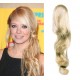 Clip in human hair ponytail wrap hair extension 24" wavy - platinum blonde