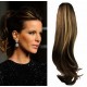 Clip in human hair ponytail wrap hair extension 24" wavy - dark brown/blonde