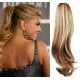 Clip in human hair ponytail wrap hair extension 24" wavy - light blonde/natural blonde