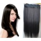 20 inches one piece full head 5 clips clip in hair weft extensions straight – black