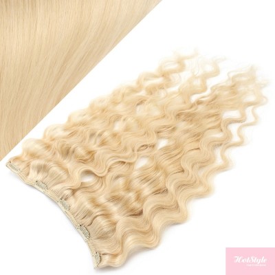 Wellige Remy Clip-In Haarteil, 53cm – weißblond