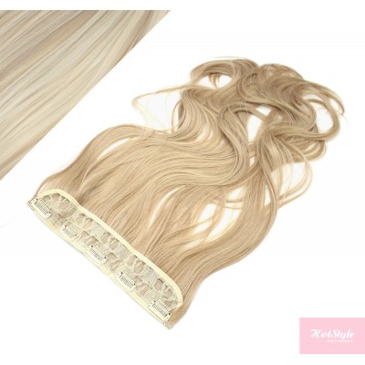 Wellige Clip In Tresse, Kanekalon Fasern, 63 cm – platin/hellbraun