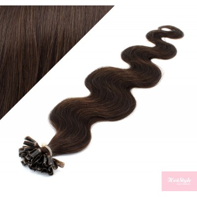 Wellige 50 cm REMY haar europäischen typs für die Keratinmethode - dunkelbraun