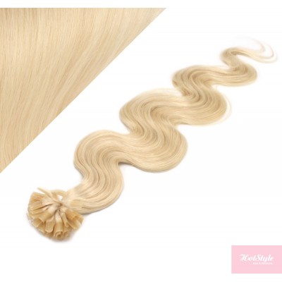 Wellige 50 cm REMY haar europäischen typs für die Keratinmethode - weißblond