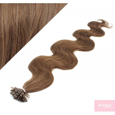 Wellige 50 cm REMY haar europäischen typs für die Keratinmethode - helleres braun