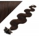 Wellige 60 cm REMY haar europäischen typs für die Keratinmethode - dunkelbraun