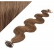 Wellige 60 cm REMY haar europäischen typs für die Keratinmethode - helleres braun