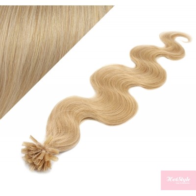 Wellige 60 cm REMY haar europäischen typs für die Keratinmethode - naturblond