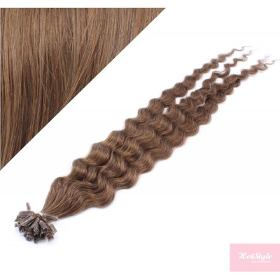 Lockiges 50 cm REMY haar europäischen typs für die Keratinmethode - helleres braun