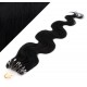 50cm Wellige Micro ring/easy loop haare REMY – schwarz