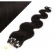 50cm Wellige Micro ring/easy loop haare REMY – schwarz natürlich