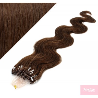 50cm Wellige Micro ring/easy loop haare REMY – mittelbraun